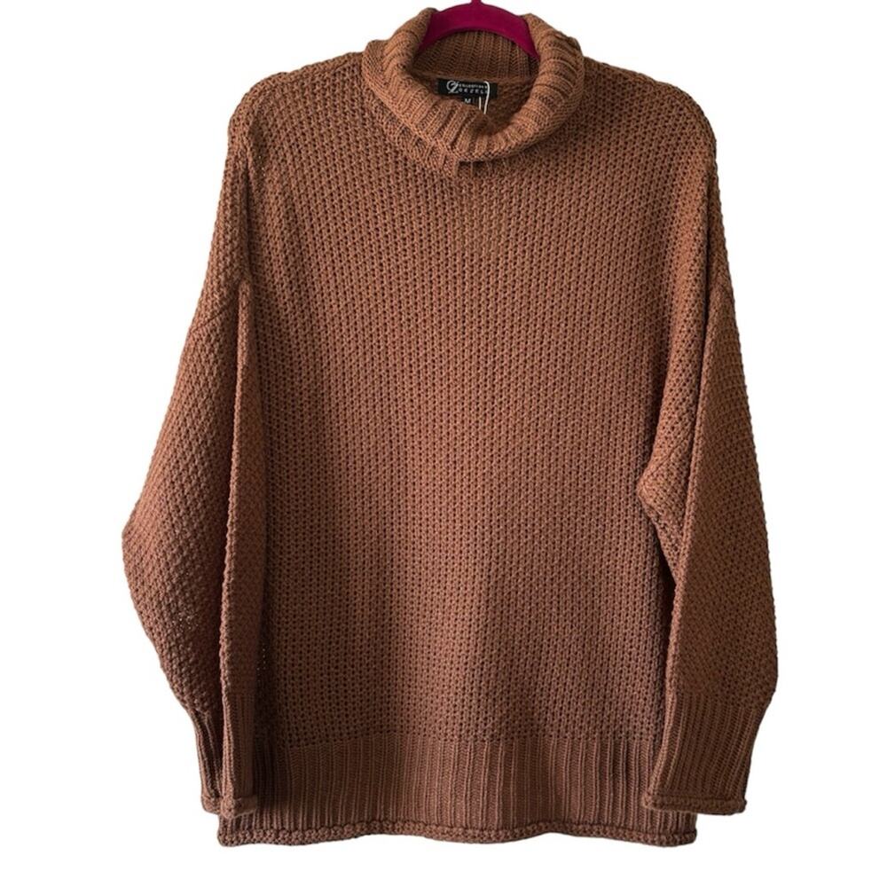 Cezele Boutique Brown Slouchy Loose Fit Knit Drop Shoulder Sweater Size Medium